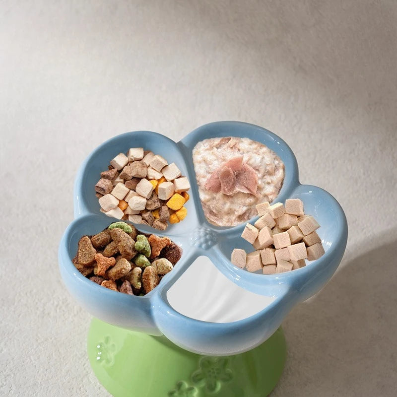High-Footed Ceramic Slow Feeder Pet Bowl