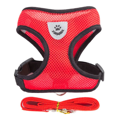 Adjustable Soft Mesh Dog & Cat Harness with Leash
