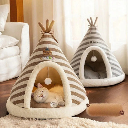 Self Warming Plush Tent House for Cats & Small Dogs