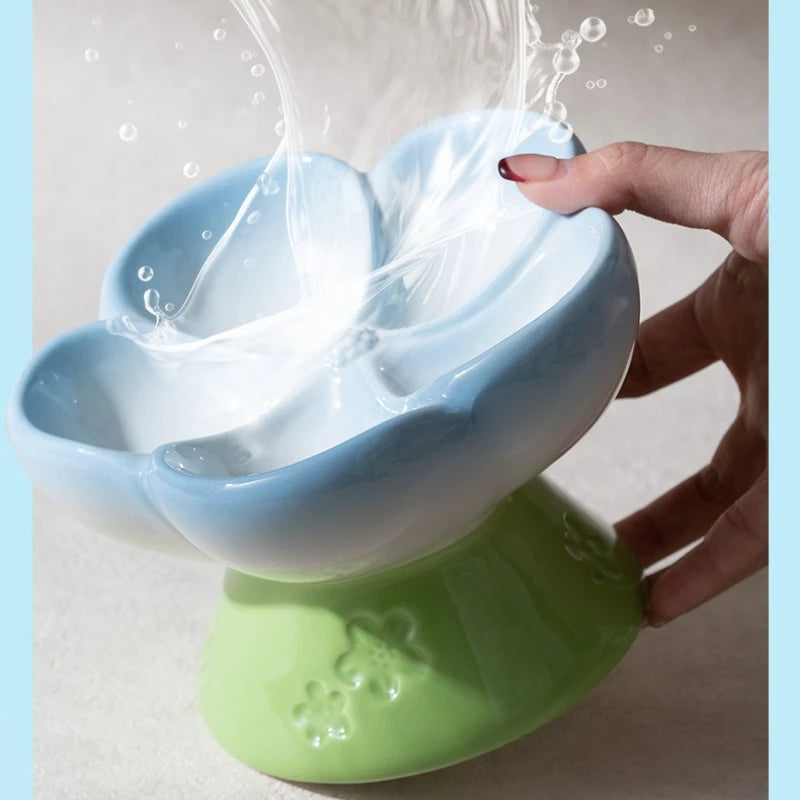 High-Footed Ceramic Slow Feeder Pet Bowl