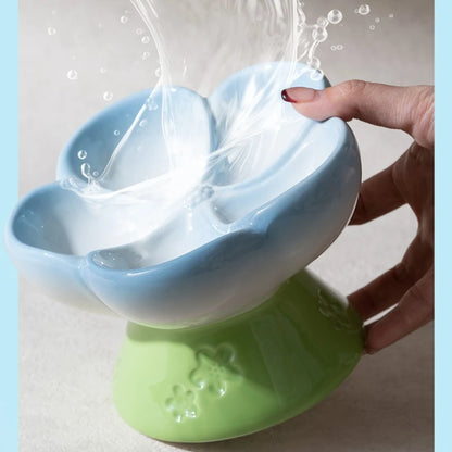 High-Footed Ceramic Slow Feeder Pet Bowl