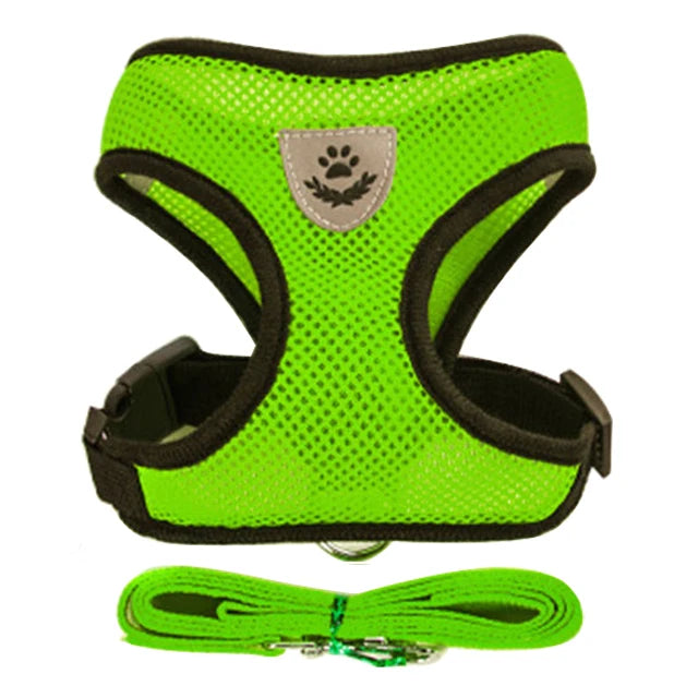 Adjustable Soft Mesh Dog & Cat Harness with Leash